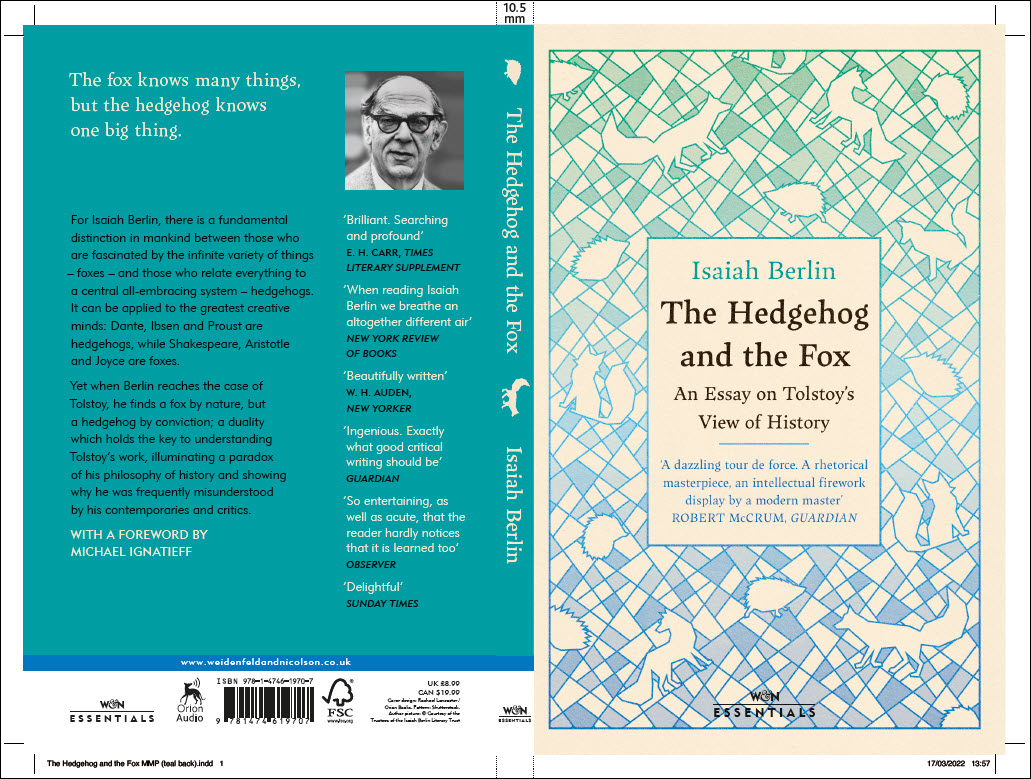 Proofs of the final cover Hedgehog and the Fox, Isaiah Berlin